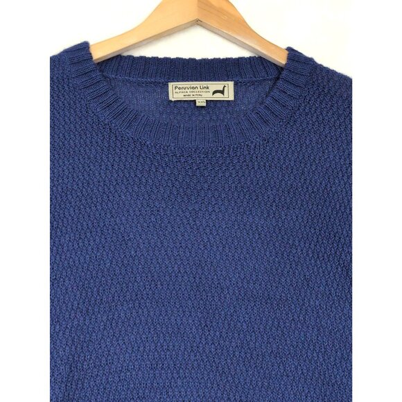 Peruvian Link Alpaca Sweater Mens XXL Blue Crewneck Quiet Luxury Travel Classic - Picture 2 of 9